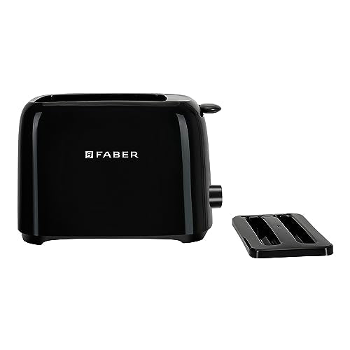 Faber 750W Pop-Up Toaster | 6 Shade Browning Settings | 2 Slice Slots, Auto Pop-Up, Dust Lid, Cord Wrap Storage, Removable Crumb Tray, Food Grade Heating Element, Anti-Jam Function | (Black)