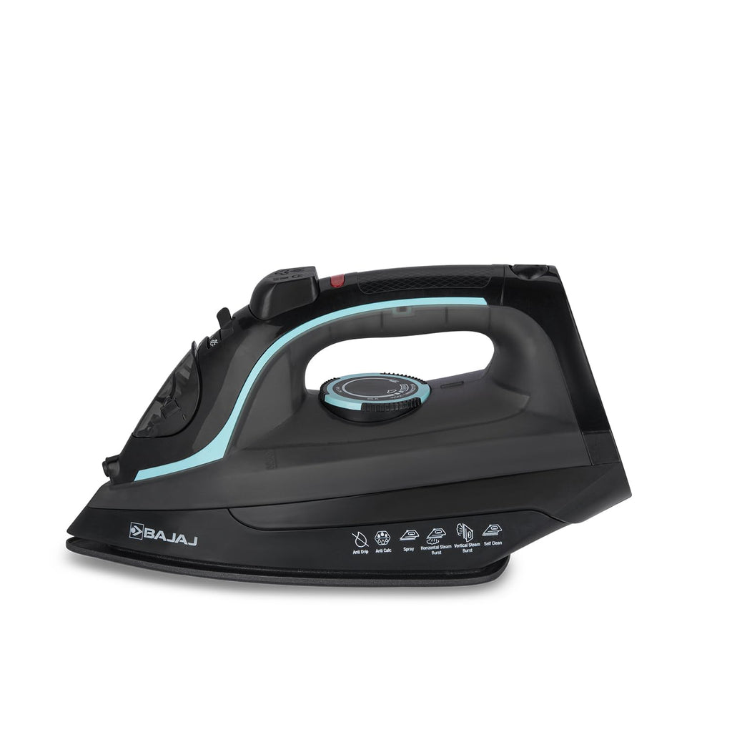 Bajaj Mx 45 Steam Iron | 2000 Watts Power For Faster Ironing | Non Stick German Coated Technology | 220 Ml Water Tank Capacity | 2-Yr Warranty | Black