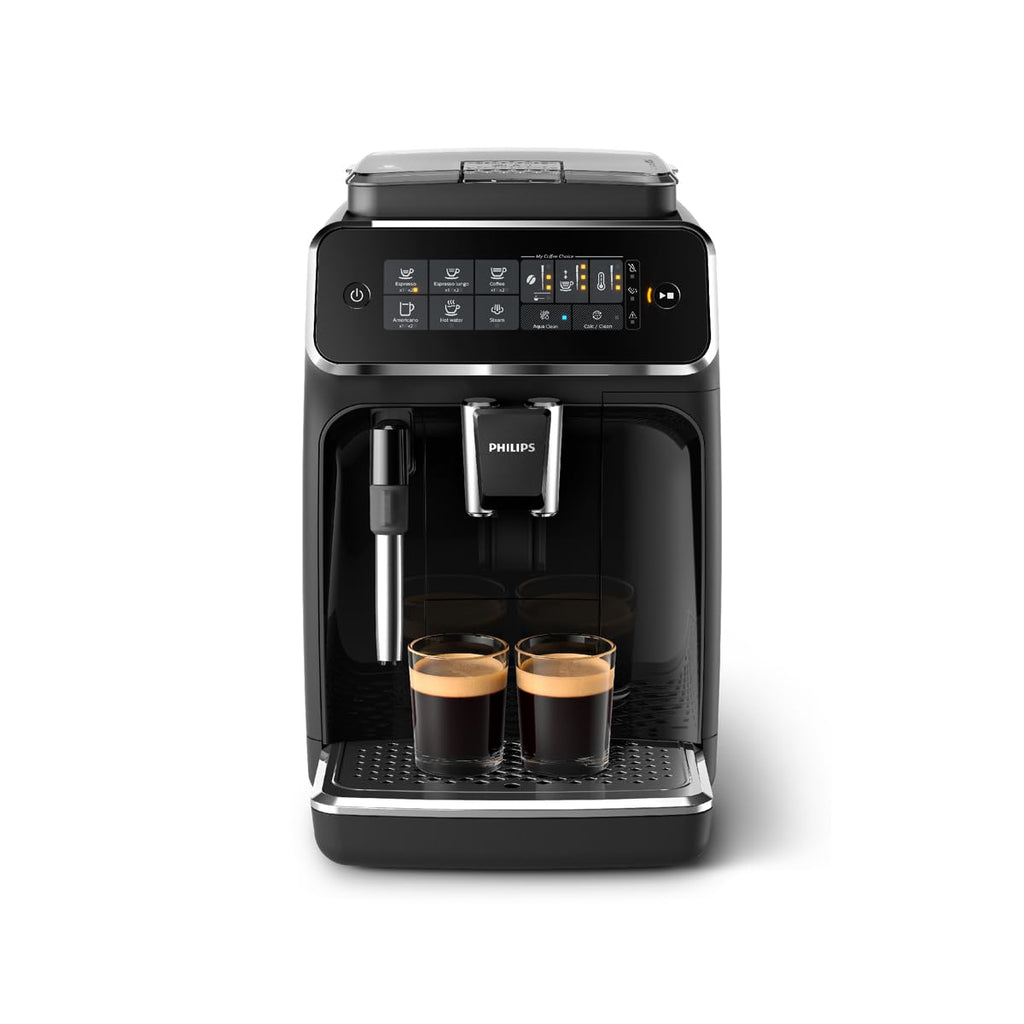 PHILIPS Fully Automatic Bean to Cup Espresso Coffee Machine with Milk Frother - EP3221/40, with coffees at touch of a button (Espresso, Black Coffee, Lungo, Americano) and 2 year brand warranty