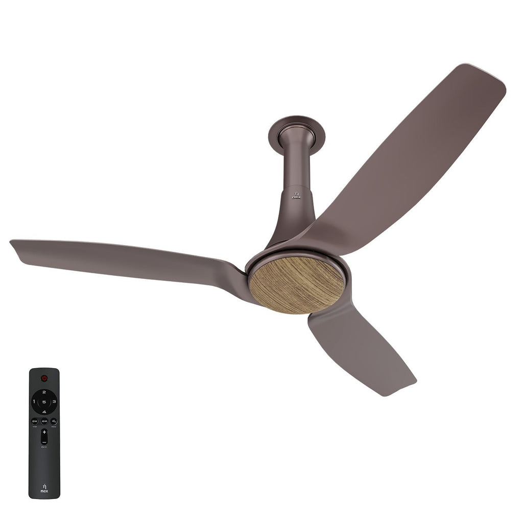 NNEX Dryft A90 Bldc 1200 Mm 5 stars Rated Premium Ceiling Fan With Remote Control 20%* Higher Air Thrust Airfluence Abs Blade For Low Noise 2-Yr Warranty Free Installation Chestnut Brown