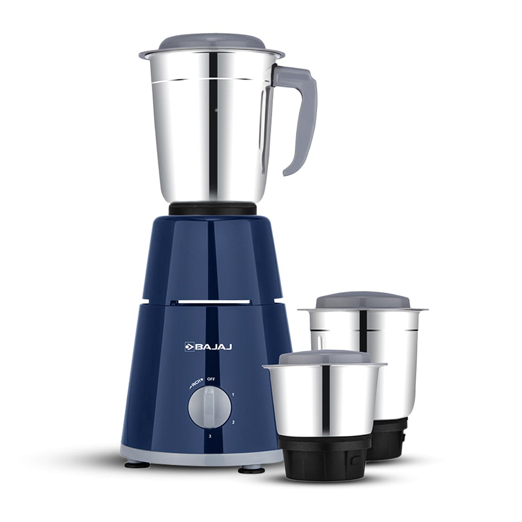 Bajaj GX 1 Mixer Grinder,500W Titan Motor,3 Jars,2 in 1 Function Blade,Blue