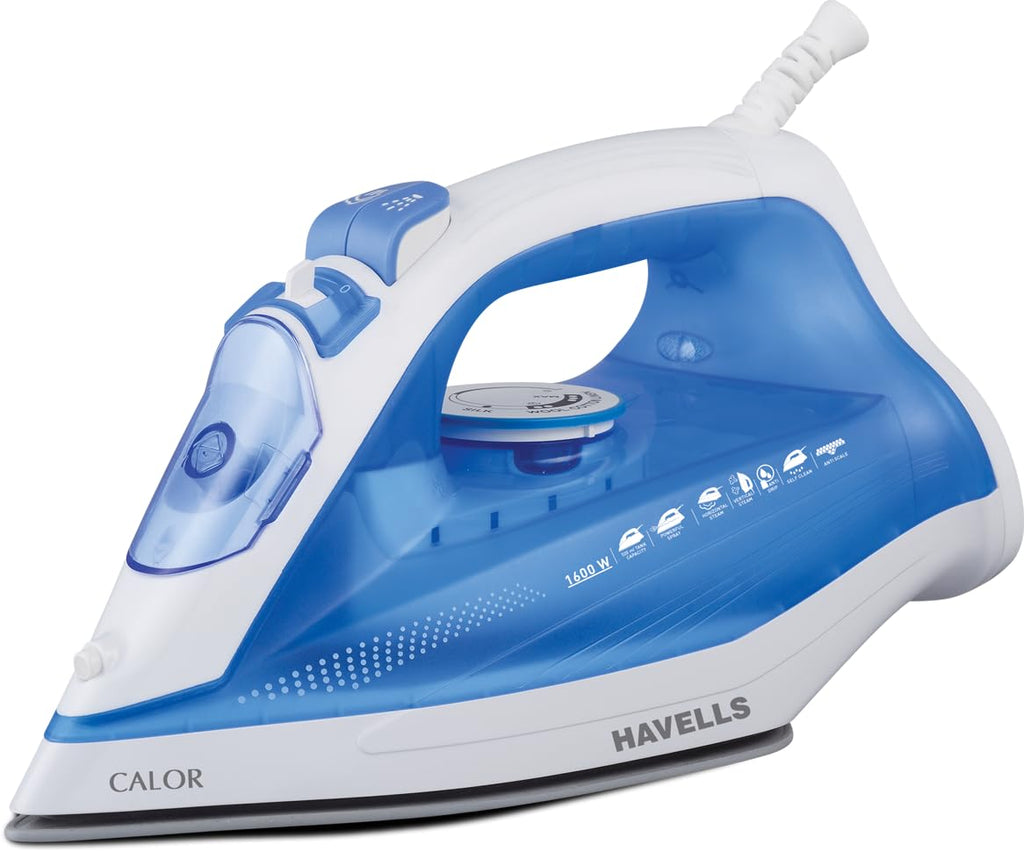 Havells Ceramic Soleplate Calor Steam Iron Press With Anti Drip Self Cleaning Funtion, Horizontal Vertical Steam Non Stick Coated Sole Plate 1600 Watts & 2 Years Warranty