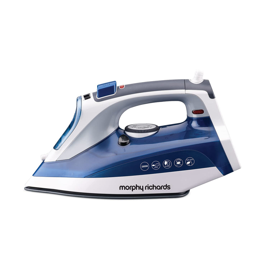 Morphy Richards Super Glide 2000 Watts Steam Iron With Steam Burst, Vertical And Horizontal Ironing, Ceramic Coated Soleplate, Blue