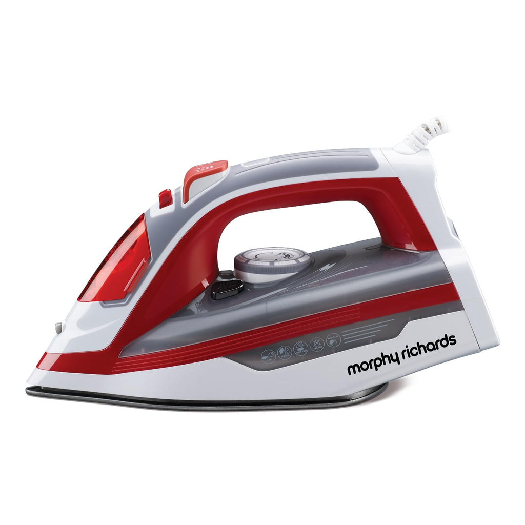 Morphy Richards Plastic Ultra Glide 1600W Steam Iron With Steam Burst, Vertical And Horizontal Ironing, Teflon Coated Soleplate, Red And White, 1600 Watts