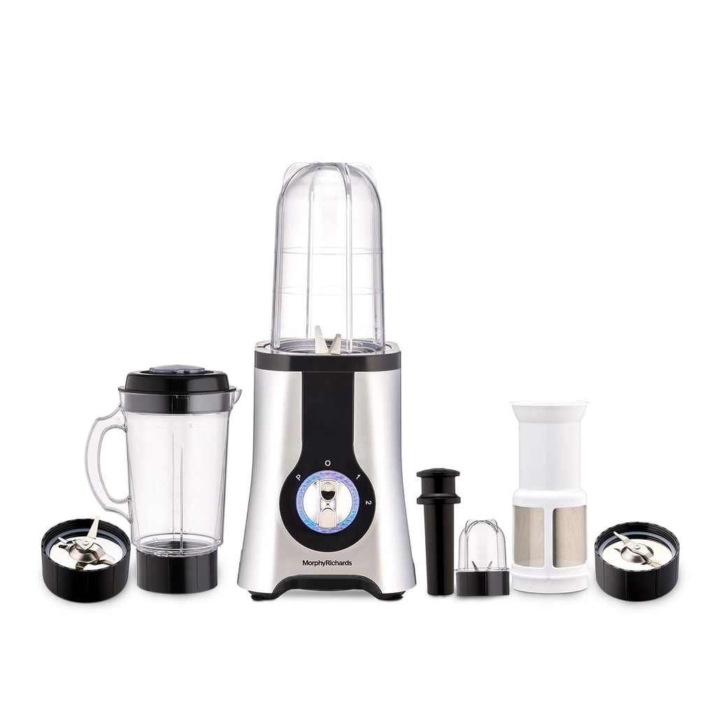 Morphy Richards 4 In 1 Blendmaster | 400W Powerful Motor | All In One Multifunctional Blender – Grind, Mix, Crush, Chop & Extract In Minutes | 4 Jars | 2 Speed Control With Pulse Mode | Silver & Black