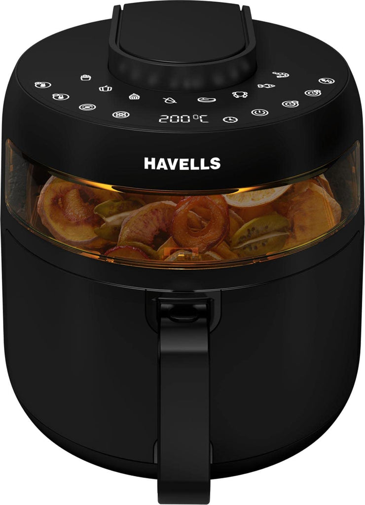 Havells Air Fryer Prolife Crystal | See-Through Window | 85% Less Oil | 5L Pan | 8 Presets Menu | Auto Restart | Touch Screen | Digital Display |Dehydrator Mode | 1500 Watt & 2 Year Warranty, 5 Liter