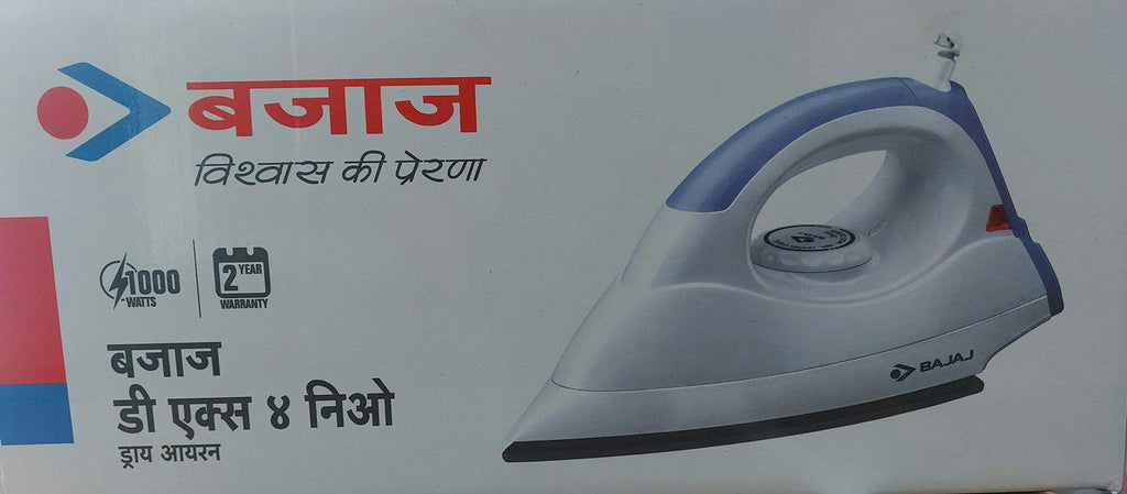 Bajaj Plastic 440303 1000-Watt Dry Iron (White), 1000 Watts